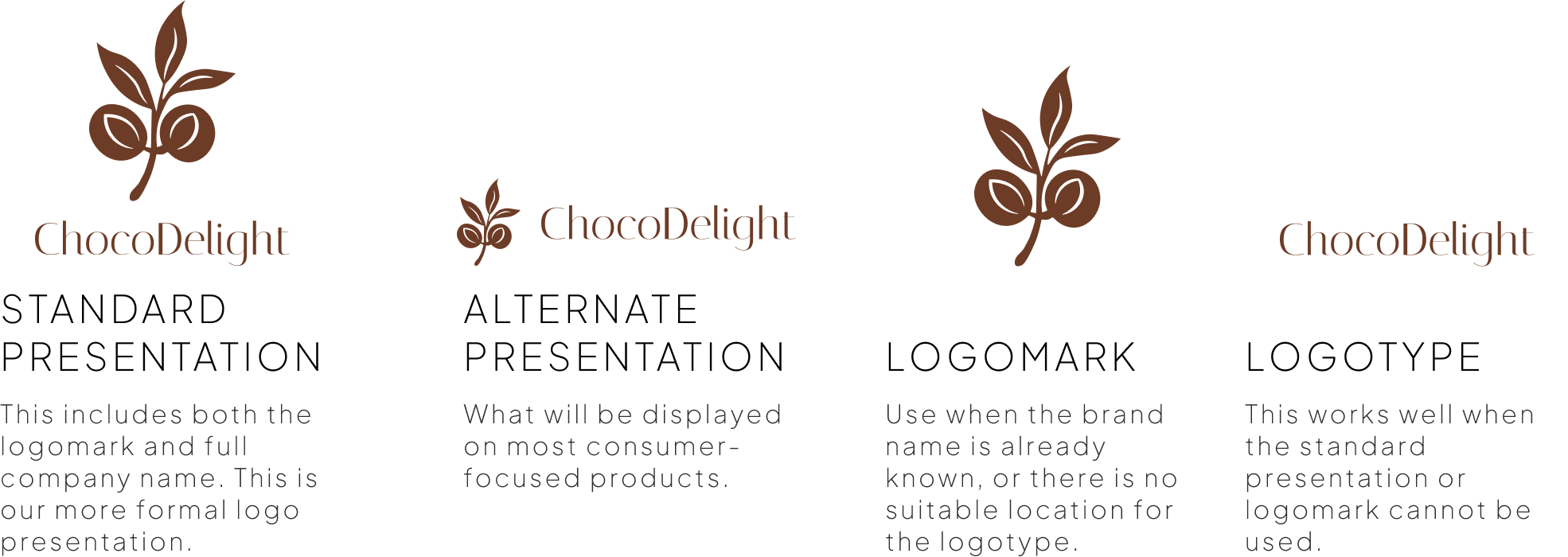 ChocoDelight logo variations variants